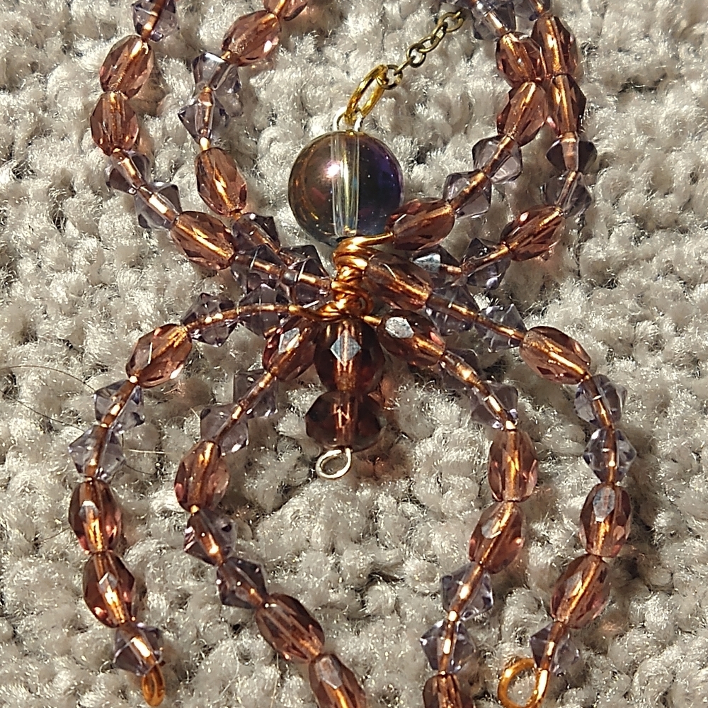 Hand Crafted Purple Beaded Spider Pendant - Picture 7 of 9